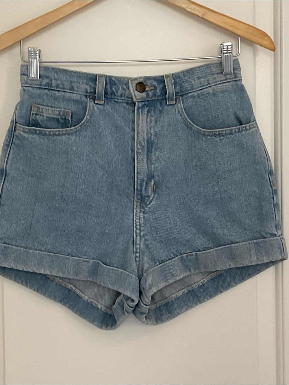 American Apparel High Waist Cuff Jean Shorts 28 - Picture 7 of 14